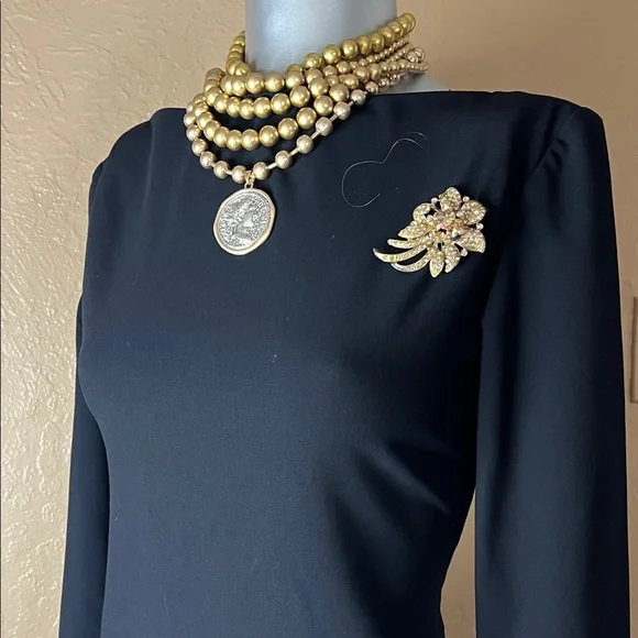 Ralph Lauren BLACK LABEL Luxury Black Dress 2 Wool Blend. - Picture 6 of 6